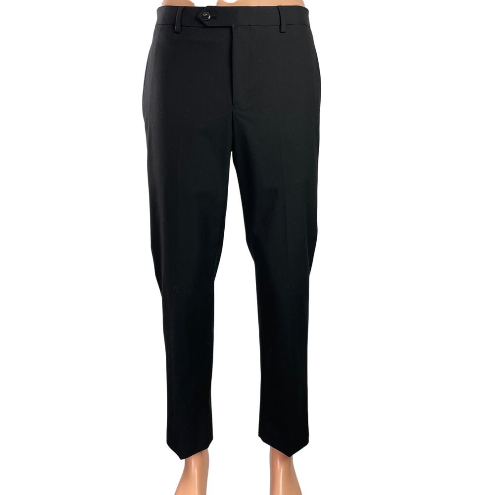 Michael Kors Mens Black Mid Rise Straight Leg Trousers Dress Pants Size 30x30